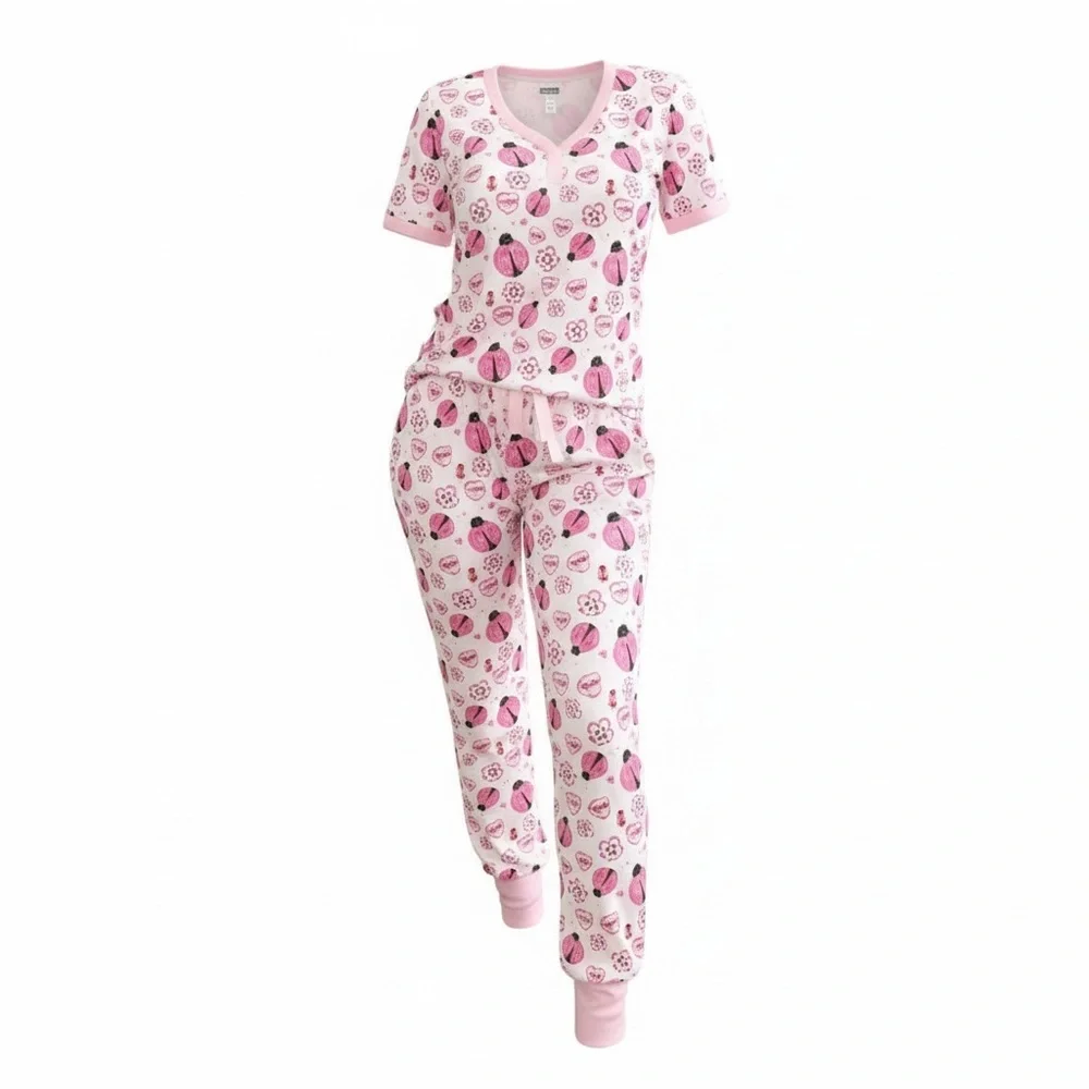Shirley & Stone Ladybug Pajama Set Cute Cozy Soft Women’s Matching PJ‎ Set